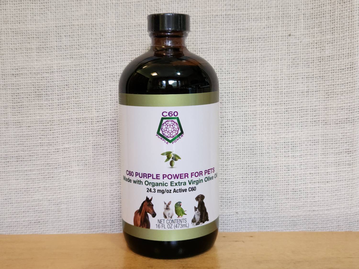 C60 Purple Power For Pets Review - with organic extra virgin olive oil