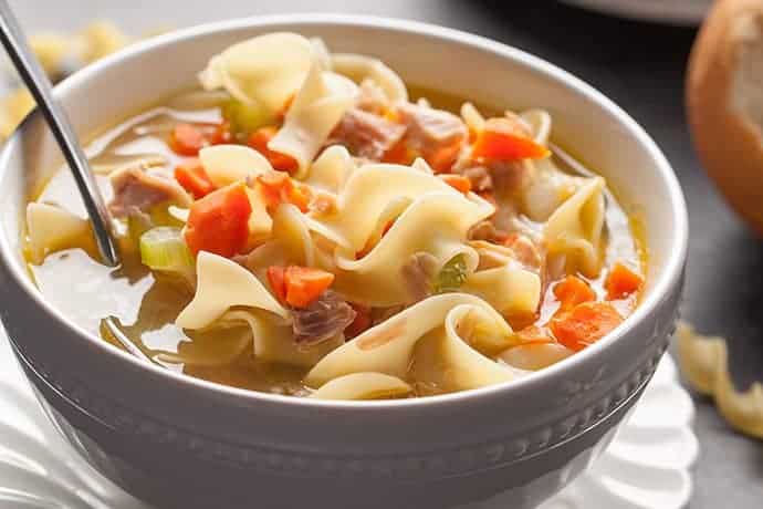 Turkey Vegetable Noodle Soup and Homemade Turkey Stock | 31Daily.com